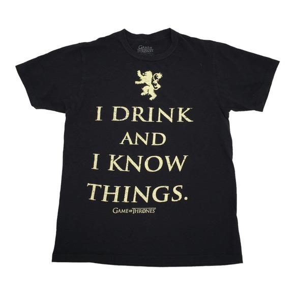 Game of Thorns I Drink and Thoen Short Sleeve T-Shirts Small Black Tv Promo S - Picture 1 of 5